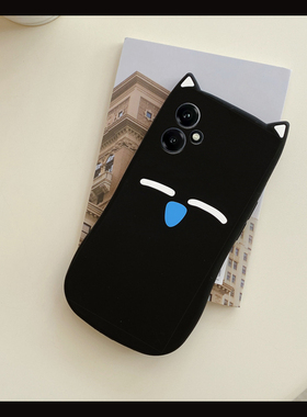 慵懒黑色猫咪适用华为荣耀400手机壳300ultra呆萌200lite可爱100耳朵90gt卡通80pro+软x70i/x60gt/50十honor