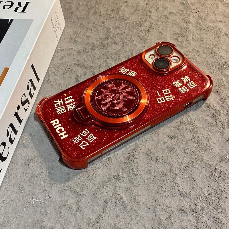 手机壳硅胶2026马年旋转发财支架