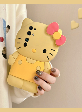 卡通黄色kt猫适用华为荣耀v30pro手机壳畅玩30plus带麦芒40挂链x20se趣味10i立体9x凯蒂猫8a可爱x30i十honor