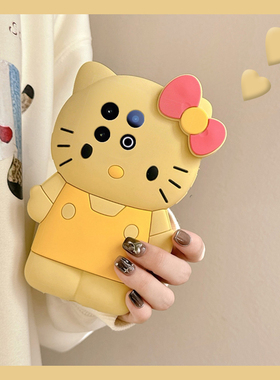 卡通黄色kt猫适用vivoiqooz10turbo+手机壳z10turbopro带z9x挂链z8趣味z7i立体z6凯蒂猫z5可爱u1x十vivo硅胶p