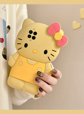 卡通黄色kt猫适用华为nova14ultra手机壳nove13pro带12活力版挂链11se趣味10z立体9por凯蒂猫8可爱7i硅胶6女5