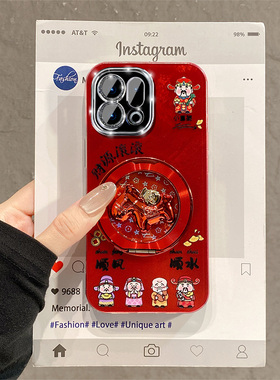 马上有钱适用oppofindx9plus手机壳k13turbopro新年k3s红色k12x财神爷findx8s+旋转x7ultra支架k11十0pp0马年