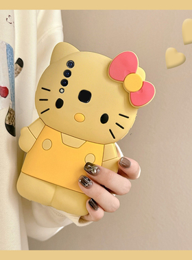 卡通黄色kt猫适用vivou3手机壳y5s带y9s挂链y7s趣味y3立体z5x凯蒂猫z6可爱z3i硅胶z1i软壳u3x新款nex3s女vovo