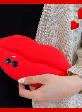 创意红色嘴唇适用vivoy500手机壳y50m立体y300pro+个性y200gt带y100i挂绳y77e简约y93s小众y35硅胶u1十vivo女