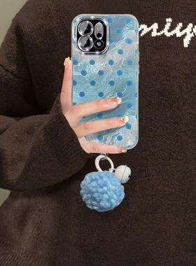 ins风满屏波点适用opporeno15手机壳reno14韩系reon13pro+简约12带11铃铛10挂件8蓝色7冰川纹6十oppo硅胶0pp0