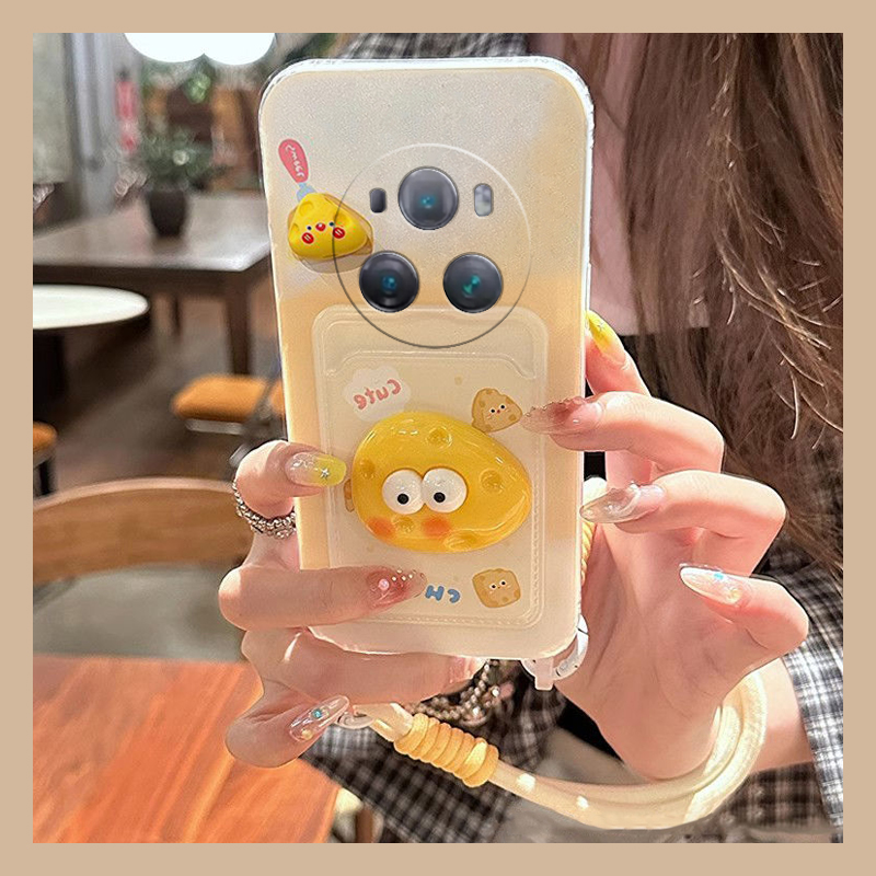 手机壳硅胶卡通趣味立体芝士卡包带手链挂链