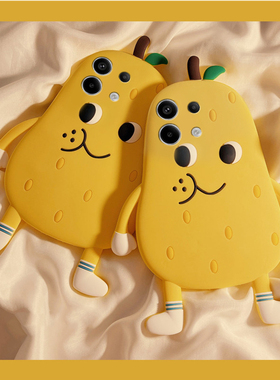 适用小米红米note14手机壳noto13pro+卡通12turbo立体11t黄色10雪梨9表情8可爱7趣味12十11呆萌redmi硅胶软壳