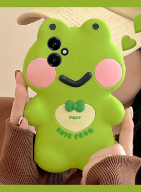 绿色蝴蝶结青蛙适用华为荣耀畅玩70plus手机壳x70i卡通power可爱400立体300ultra创意100pro+个性90gt十80se