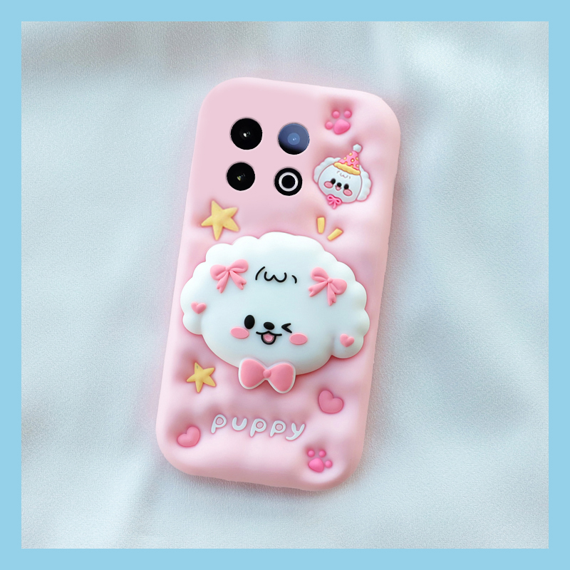 呆萌卷毛小狗适用vivoiqooz10turbopro立体iqooz9x支架z8挂链z7i可爱z6爱酷z5硅胶z3卡通z1x全包3x防摔iq00软