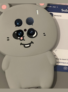 适用vivox200手机壳x200pro卡通x200s立体x100ultra耳朵x90pro+灰色x70老鼠x60搞怪x50表情x30可爱十vivo趣味