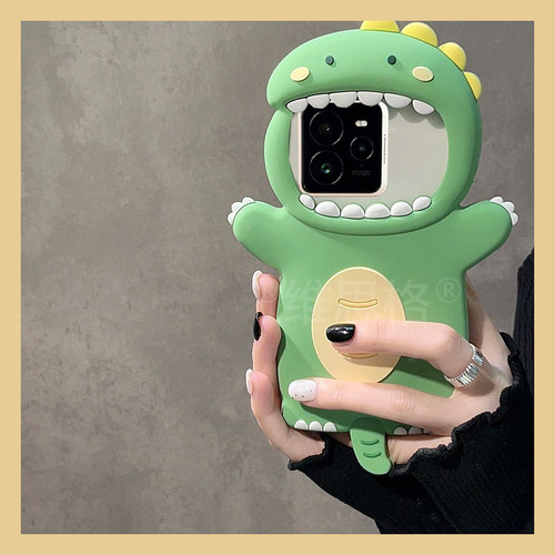 手机壳硅胶卡通呆萌超萌小恐龙带尼龙绳