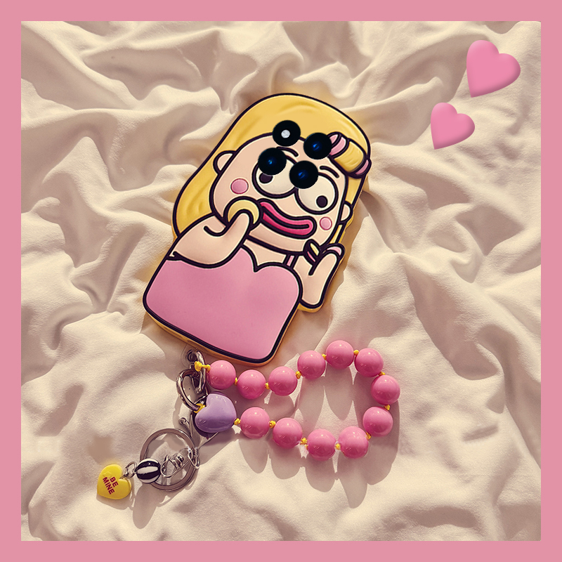 香肠嘴卷发女孩适用小米红米note15pro+手机壳noto14立体13挂链12turbo丑萌11t搞怪10卡通9硅胶8软壳7十redmi