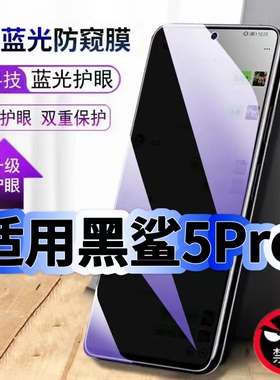 适用黑鲨5Pro蓝光防窥膜黑边钢化膜BlackShark手机膜保护隐私黑鲨5RS护眼防偷窥看5G全屏防摔爆高清玻璃贴膜