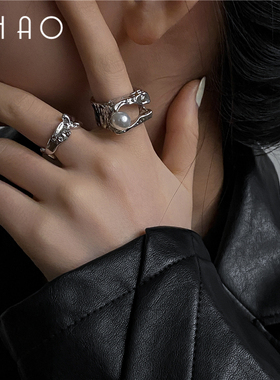 两件套轻奢不规则金属冷淡风高级小众设计戒指女百搭开口食指配饰