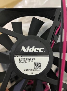 nidec DJT80RBAS5-S02/S01 8cm 8015 12V 0.04A 冰箱内置散热风扇