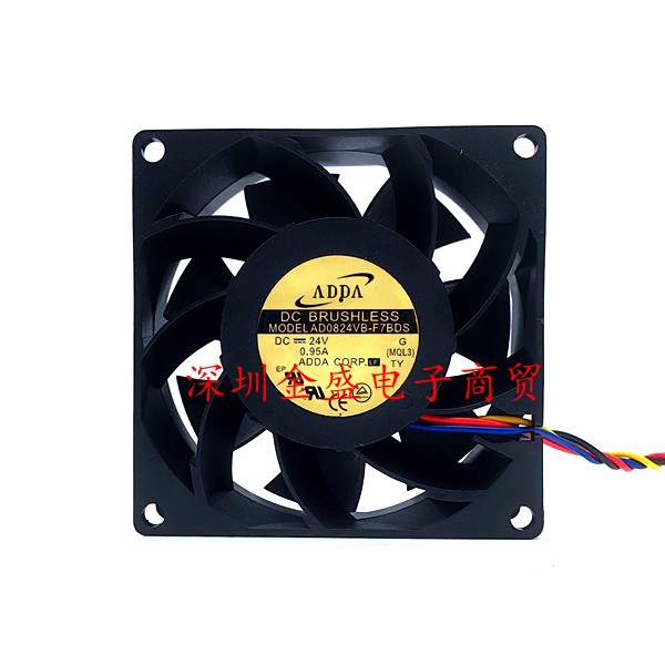 全新原装ADDA AD0824VB-F7BDS 8038 24V 0.95A 散热风扇4线8厘米