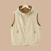 户外透气女士防晒衣百搭上衣外套 新款 双面穿连帽无袖 马甲2025夏季