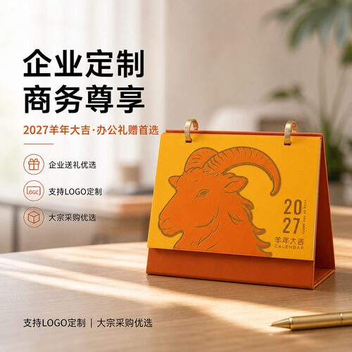 2027高档简约活页扣皮架台历