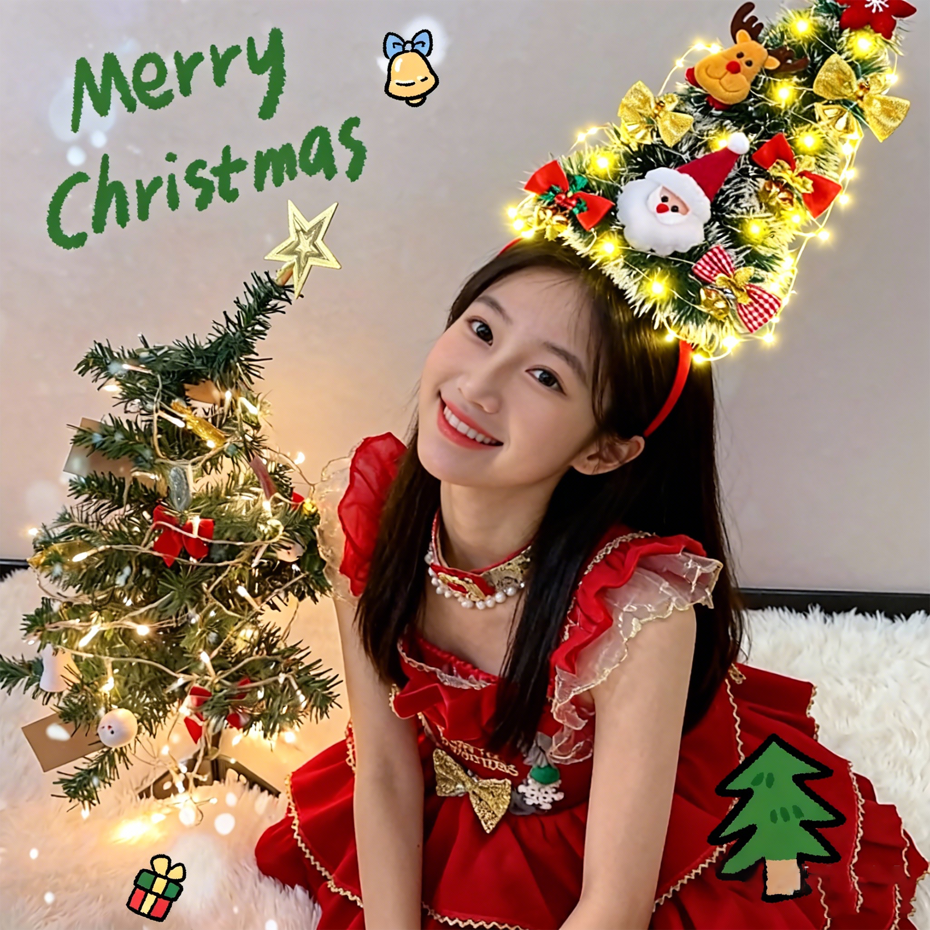 圣诞节装饰品头顶圣诞树diy材料包抖音同款儿童创意树帽拍照道具,节庆用品/礼品,圣诞树,淘宝优惠券,粉丝福利购,淘宝优惠卷