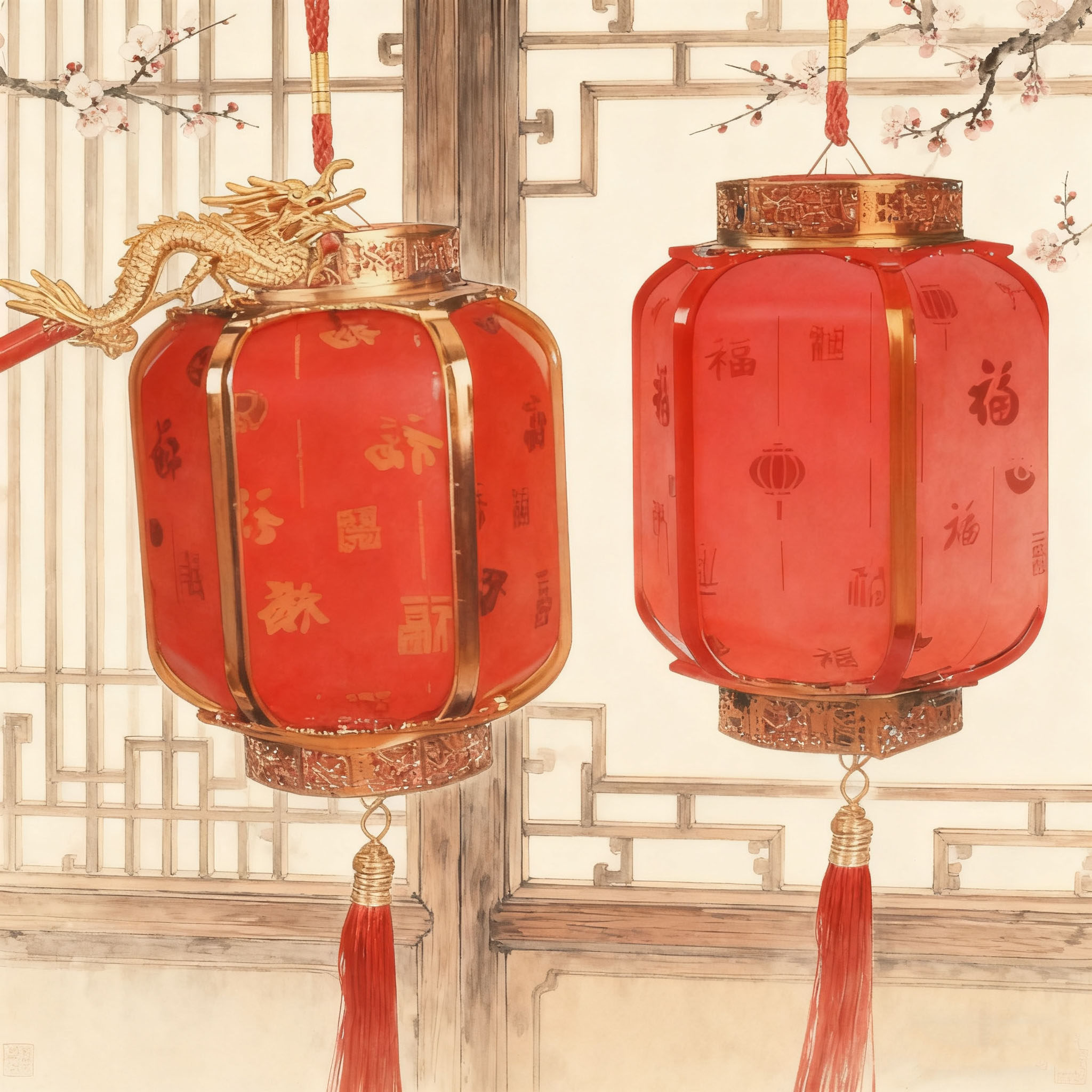 2026新年儿童手提灯笼春节装扮吊饰元旦演出复古礼物音乐灯光玩具