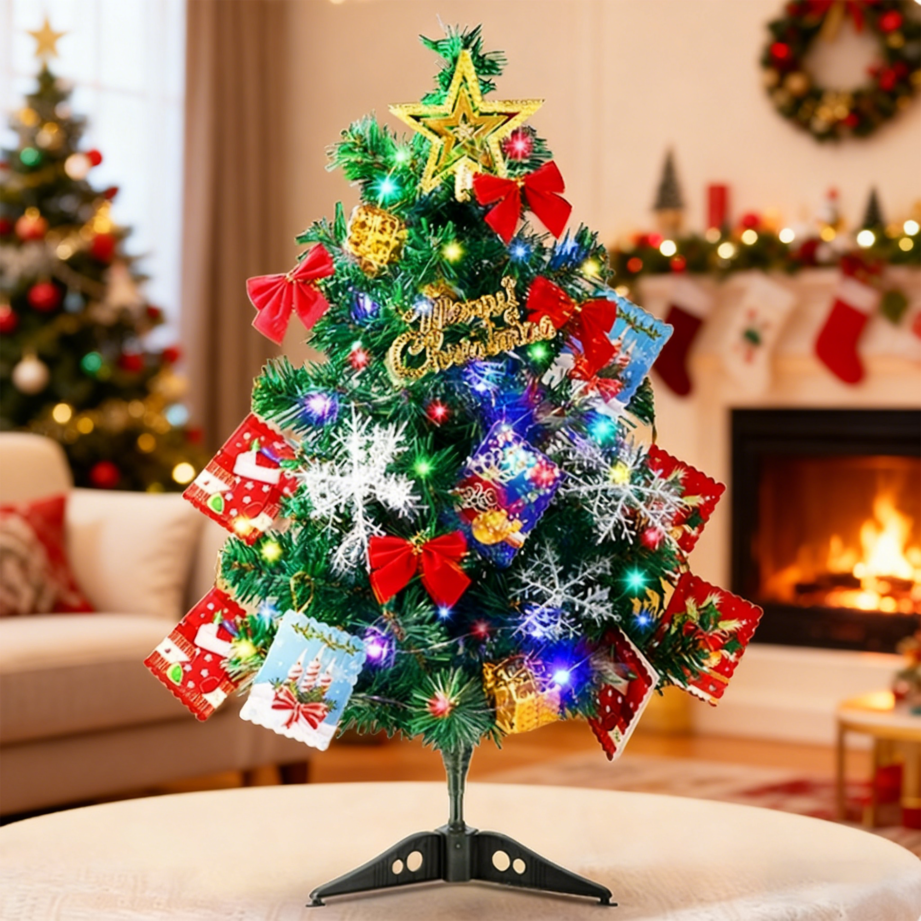 圣诞节装饰品圣诞树diy材料包2025新款家用小型桌面摆件迷你60cm