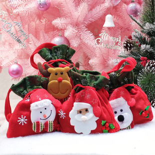 圣诞节装 饰品礼物袋圣诞老人礼品袋幼儿园活动手提糖果礼袋鹿创意