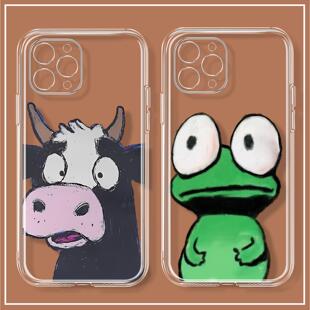 搞怪瞪眼青蛙小牛iPhone17pro苹果16手机壳小米17适用华为p80红米k90硅胶vivoy500荣耀400潮oppoFindx9一加13