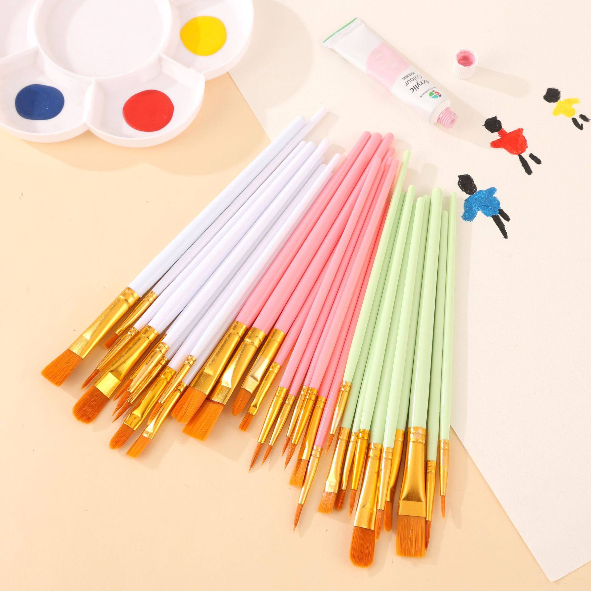10支装尼龙水粉水彩油画笔套装美术生学生笔刷丙烯颜料美术尼龙水粉笔油画丙烯画笔勾线笔细笔大小尺寸画笔,文具电教/文化用品/商务用品,水粉/水彩/油画专用笔,淘宝优惠券,粉丝福利购,淘宝优惠卷