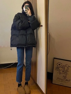 加绒加厚直筒牛仔裤女春秋款高级感穿搭小个子裤子美式高街烟管裤