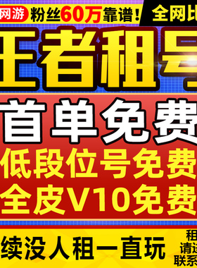 【首单免费】【免费试玩】【全皮V10号】王者荣耀租号苹果qq区安