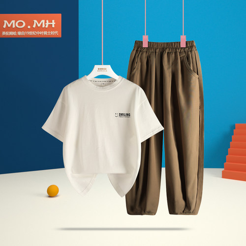 MOMH男童2025短袖防蚊裤套装