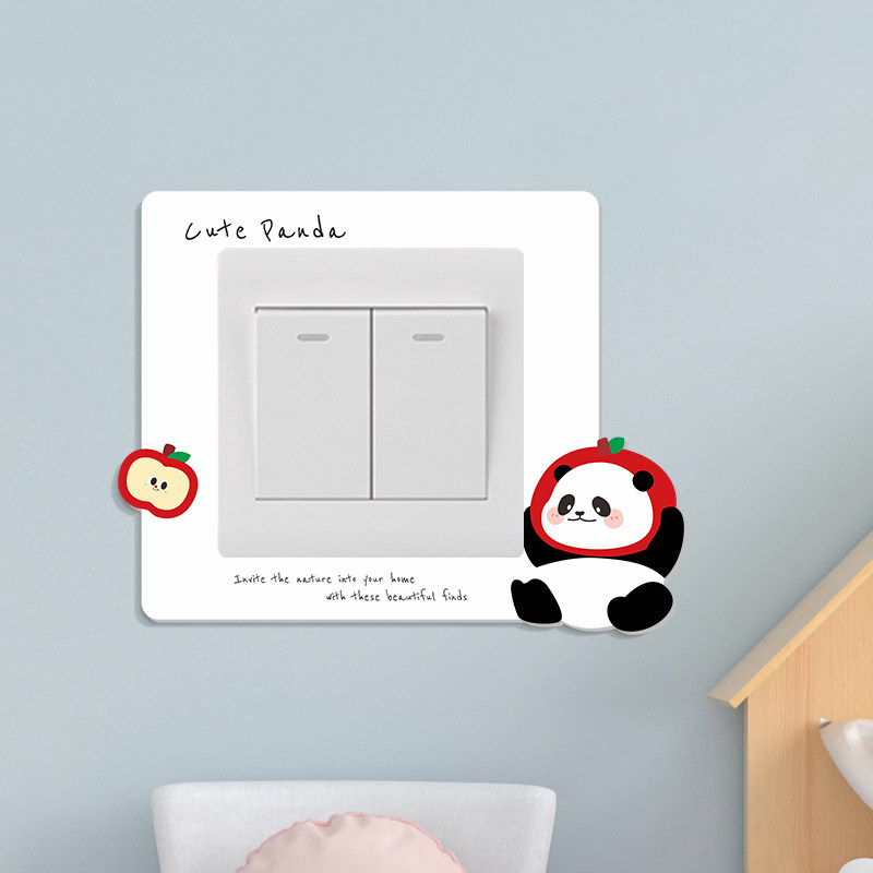 熊猫灯开关边框套插座装饰墙贴美化边框套保护套防脏现代简约贴纸,家居饰品,开关贴,淘宝优惠券,粉丝福利购,淘宝优惠卷