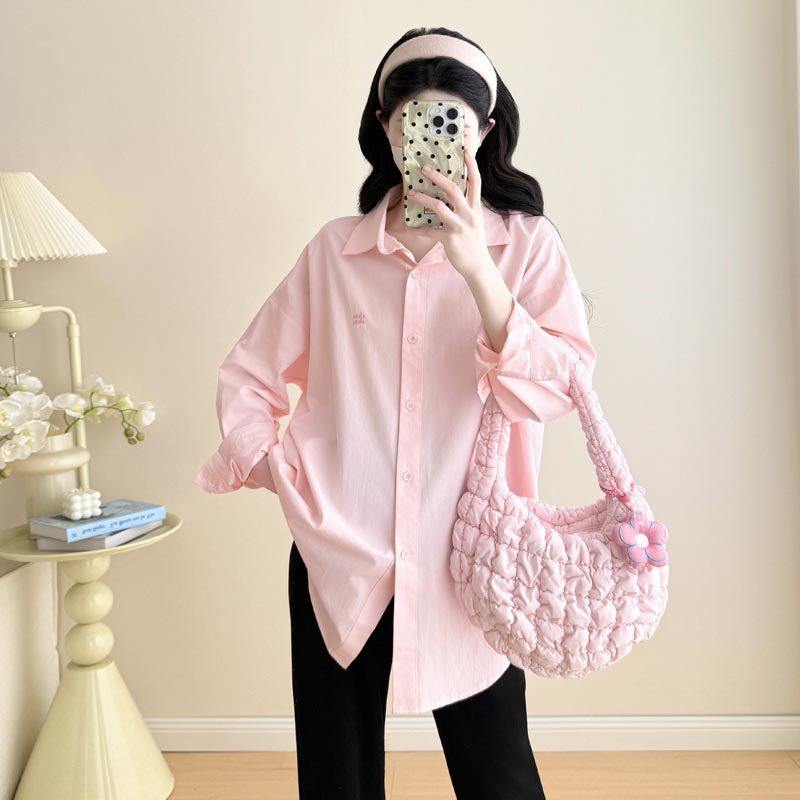 孕妇装上衣冬装2026新款POLO领宽松长袖粉色衬衫中长款打底衫衬衣,孕妇装/孕产妇用品/营养,衬衫/雪纺衫,淘宝优惠券,粉丝福利购,淘宝优惠卷