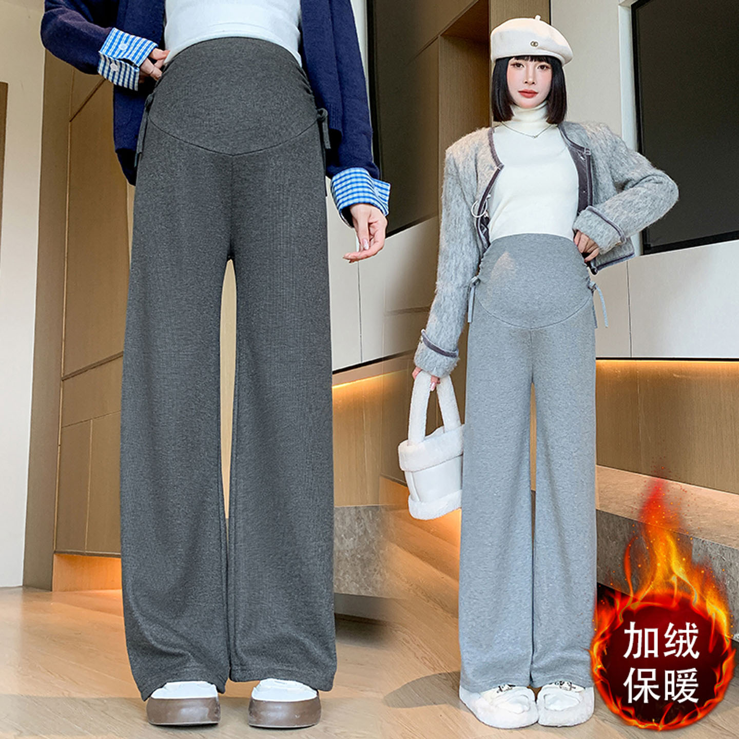 布衣妈咪孕妇抽绳褶皱阔腿裤