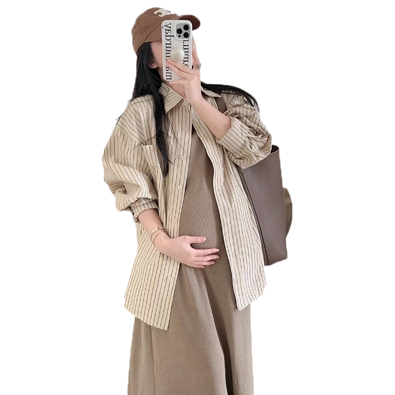布衣妈咪孕妇套装条纹外套连衣裙