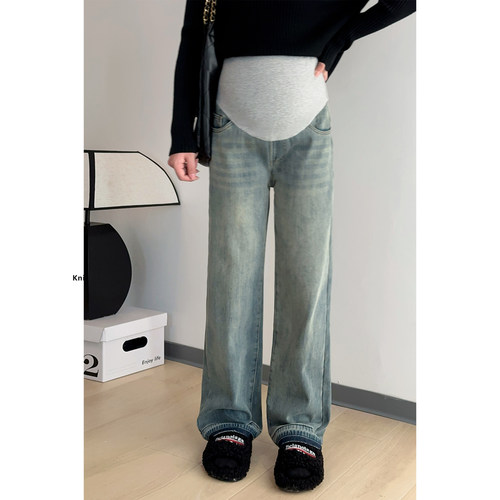 布衣妈咪孕妇阔腿牛仔拖地裤