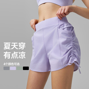 大口袋健身裤 薄款 假两件防走光抽褶骑行裤 速干运动短裤 女 2025新品