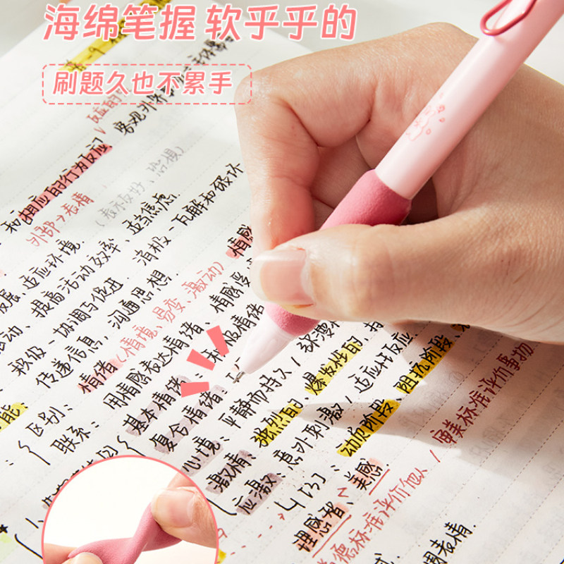 高颜值0.5红色按动中性笔ST尖老师批改作业 学生刷题标注专用红笔