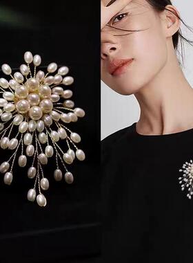 铜合金仿珍珠胸针 雪花飘飘编织胸花气质西服百搭胸针时尚饰品