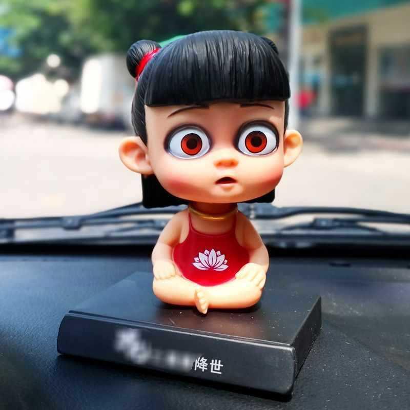 哪咤汽车摆件摇头公仔卡通手办车载哪吒之魔童降世周边人偶减压摆