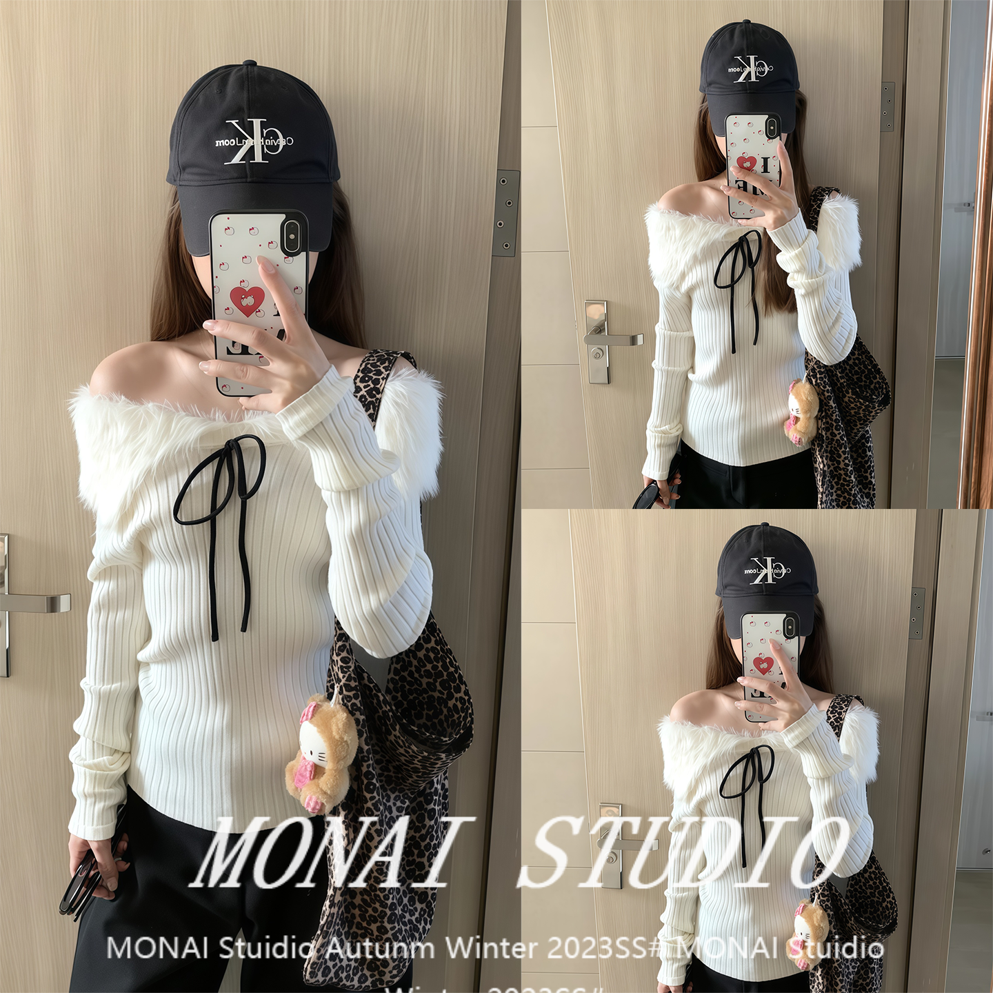 【宋正恩宋小恩~】白色毛毛一字肩蝴蝶结毛衣女韩系修身针织上衣,女装/女士精品,毛针织衫,淘宝优惠券,粉丝福利购,淘宝优惠卷