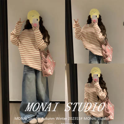 【圈圈cooky～】宽松斜肩上衣女