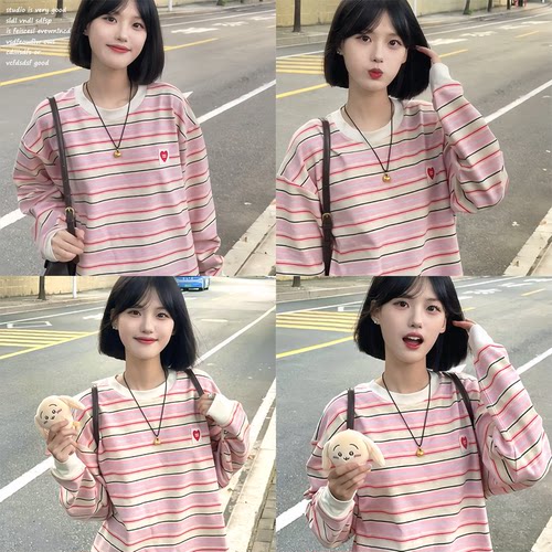 【checkitout~】长袖圆领上衣女