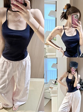 【sunoneone~】粉色抽绳阔腿休闲裤女秋季松弛感宽松百搭山本长裤