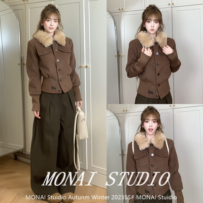 【WESTAYONE~】复古翻领毛呢外套