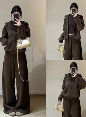 【SKK store~】美拉德穿搭宽松卫衣外套上衣女百搭低腰休闲裤套装