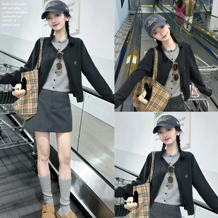 【F426~】设计感叠穿假两件毛衣开衫女2025秋冬软糯气质休闲上衣