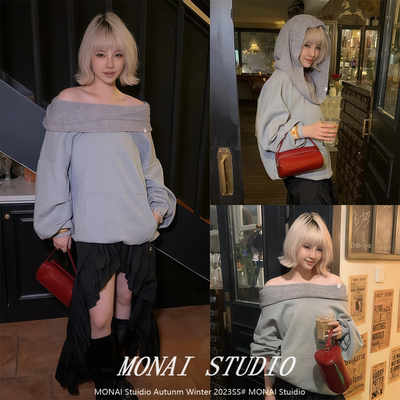 【SALTHe盐茶~】斜肩一字领卫衣