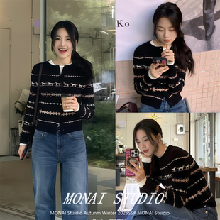 【trounoir~ 】费尔岛针织开衫外套女早秋韩系漂亮氛围感穿搭上衣