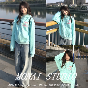 【ORG collection~】波点星星字母印花连帽卫衣春秋休闲百搭外套